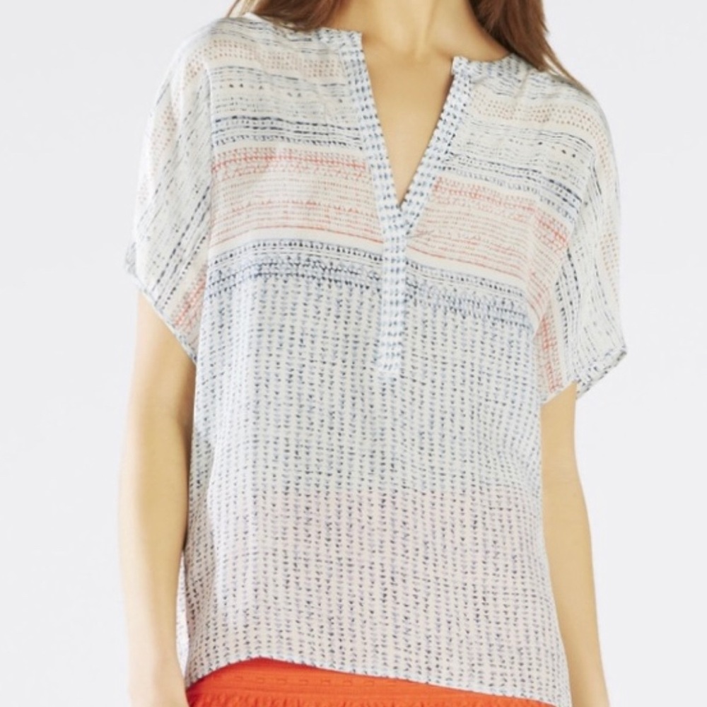 BCBG Ayanna Oversized Border Print Top S